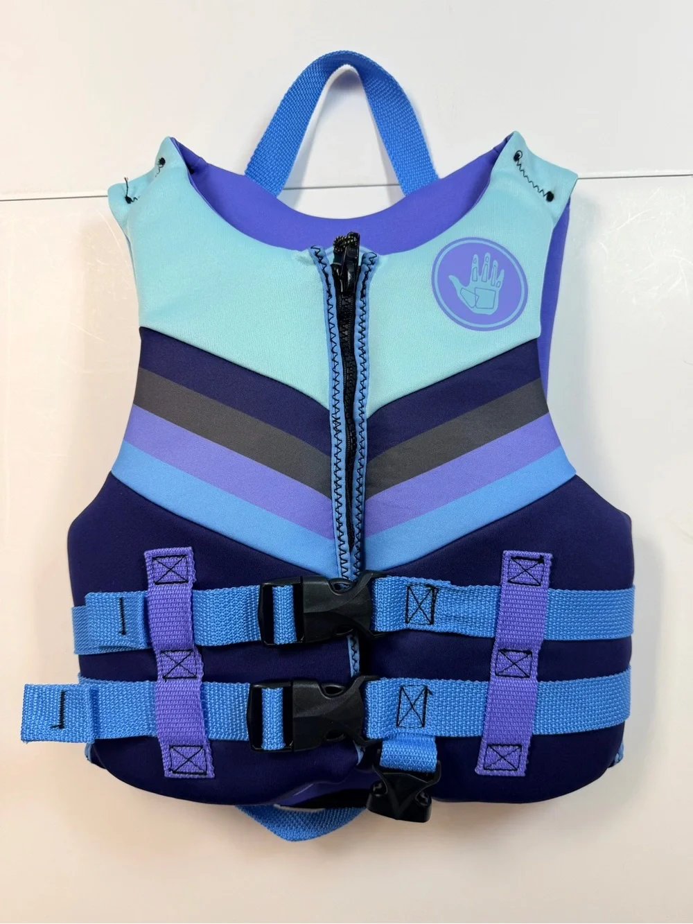 Kids Blue & Lavender Neoprene Swim Vest with Dual Buckle Straps life jacket